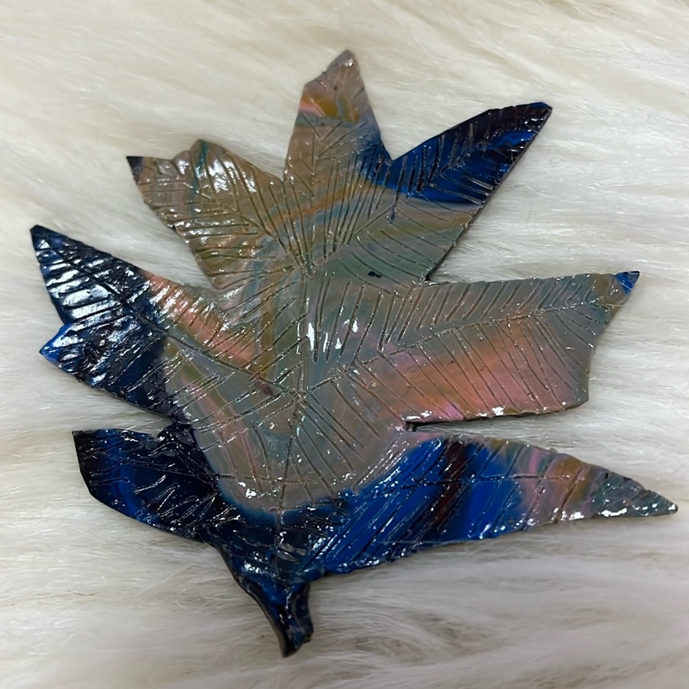 Gray, Pink-Salmond, Reddish-Brown, & Blue One of a Kind Handmade Pendant Brooch